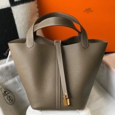 Hermes Picotin Lock 22 Bag In Taupe Clemence Leather Hermes Picotin Lock 22 Bag In Taupe Clemence Leather