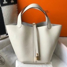 Hermes Picotin Lock 22 Bag In Beton Clemence Leather Hermes Picotin Lock 22 Bag In Beton Clemence Leather