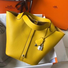 Hermes Picotin Lock 22 Bag In Yellow Clemence Leather Hermes Picotin Lock 22 Bag In Yellow Clemence Leather
