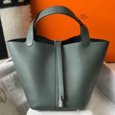 Hermes Picotin Lock 22 Bag In Vert Amande Clemence Leather Hermes Picotin Lock 22 Bag In Vert Amande Clemence Leather