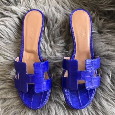 Hermes Oasis Sandals In Blue Matte Niloticus Crocodile Hermes Oasis Sandals In Blue Matte Niloticus Crocodile