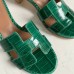 Hermes Oasis Sandals In Green Shiny Niloticus Crocodile Hermes Oasis Sandals In Green Shiny Niloticus Crocodile