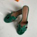 Hermes Oasis Sandals In Green Shiny Niloticus Crocodile Hermes Oasis Sandals In Green Shiny Niloticus Crocodile