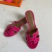 Hermes Oasis Sandals In Rose Red Shiny Niloticus Crocodile
