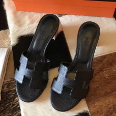 Hermes Oasis Sandals In Black Epsom Leather Hermes Oasis Sandals In Black Epsom Leather