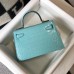 Hermes Kelly Mini II Bag In Blue Atoll Embossed Crocodile Leather Hermes Kelly Mini II Bag In Blue Atoll Embossed Crocodile Leather
