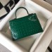 Hermes Kelly Mini II Bag In Green Embossed Crocodile Leather Hermes Kelly Mini II Bag In Green Embossed Crocodile Leather