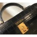 Hermes Kelly Mini II Bag In Black Embossed Crocodile Leather Hermes Kelly Mini II Bag In Black Embossed Crocodile Leather