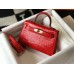 Hermes Kelly Mini II Bag In Red Embossed Crocodile Leather Hermes Kelly Mini II Bag In Red Embossed Crocodile Leather