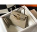 Hermes Kelly Mini II Bag In Taupe Embossed Crocodile Leather Hermes Kelly Mini II Bag In Taupe Embossed Crocodile Leather