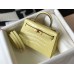 Hermes Kelly Mini II Bag In Jaune Poussin Embossed Crocodile Leather Hermes Kelly Mini II Bag In Jaune Poussin Embossed Crocodile Leather