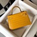 Hermes Kelly Mini II Bag In Yellow Embossed Crocodile Leather Hermes Kelly Mini II Bag In Yellow Embossed Crocodile Leather