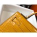 Hermes Kelly Mini II Bag In Yellow Embossed Crocodile Leather Hermes Kelly Mini II Bag In Yellow Embossed Crocodile Leather