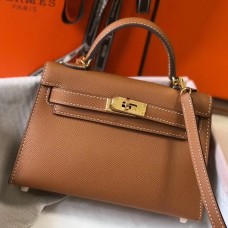 Hermes Kelly Mini II Bag In Gold Epsom Leather GHW Hermes Kelly Mini II Bag In Gold Epsom Leather GHW