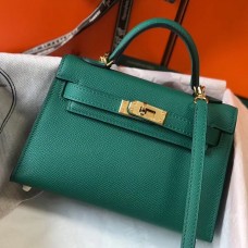 Hermes Kelly Mini II Bag In Vert Vertigo Epsom Leather GHW Hermes Kelly Mini II Bag In Vert Vertigo Epsom Leather GHW