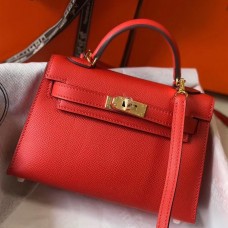 Hermes Kelly Mini II Bag In Rouge Casaque Epsom Leather GHW Hermes Kelly Mini II Bag In Rouge Casaque Epsom Leather GHW