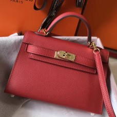 Hermes Kelly Mini II Bag In Rouge Vif Epsom Leather GHW Hermes Kelly Mini II Bag In Rouge Vif Epsom Leather GHW