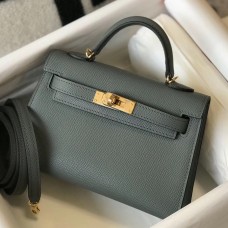 Hermes Kelly Mini II Bag In Vert Amande Epsom Leather GHW Hermes Kelly Mini II Bag In Vert Amande Epsom Leather GHW