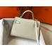 Hermes Kelly Mini II Bag In White Epsom Leather GHW Hermes Kelly Mini II Bag In White Epsom Leather GHW