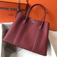 Hermes Garden Party 36 Bag In Bordeaux Clemence Leather Hermes Garden Party 36 Bag In Bordeaux Clemence Leather