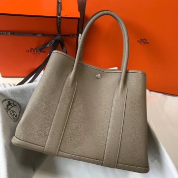 Hermes Garden Party 36 Bag In Grey Clemence Leather Hermes Garden Party 36 Bag In Grey Clemence Leather