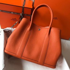 Hermes Garden Party 36 Bag In Orange Clemence Leather Hermes Garden Party 36 Bag In Orange Clemence Leather