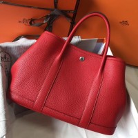 Hermes Garden Party 36 Bag In Red Clemence Leather Hermes Garden Party 36 Bag In Red Clemence Leather