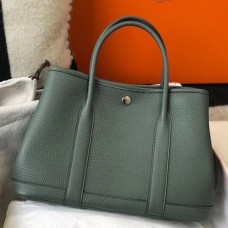 Hermes Garden Party 36 Bag In Vert Amande Clemence Leather Hermes Garden Party 36 Bag In Vert Amande Clemence Leather