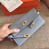 Hermes Kelly Classic Long Wallet In Ciel Epsom Leather Hermes Kelly Classic Long Wallet In Ciel Epsom Leather