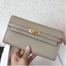 Hermes Kelly Classic Long Wallet In Grey Epsom Leather Hermes Kelly Classic Long Wallet In Grey Epsom Leather