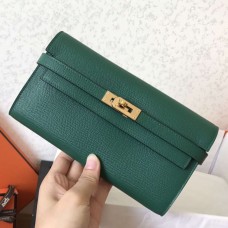 Hermes Kelly Classic Long Wallet In Malachite Epsom Leather Hermes Kelly Classic Long Wallet In Malachite Epsom Leather