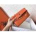 Hermes Kelly Classic Long Wallet In Orange Epsom Leather Hermes Kelly Classic Long Wallet In Orange Epsom Leather