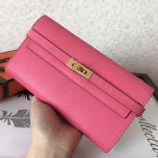 Hermes Kelly Classic Long Wallet In Pink Epsom Leather Hermes Kelly Classic Long Wallet In Pink Epsom Leather