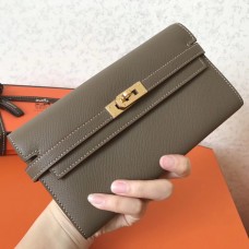 Hermes Kelly Classic Long Wallet In Taupe Epsom Leather Hermes Kelly Classic Long Wallet In Taupe Epsom Leather