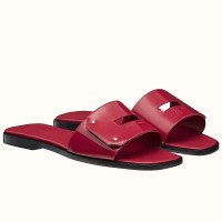 Hermes View Sandals In Ruby Patent Leather Hermes View Sandals In Ruby Patent Leather