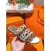 Hermes Thalassa Sandals In Brown/White Lambskin