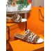 Hermes Thalassa Sandals In Brown/White Lambskin