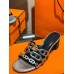 Hermes Tandem Sandals In Silver Metallic Calfskin Hermes Tandem Sandals In Silver Metallic Calfskin