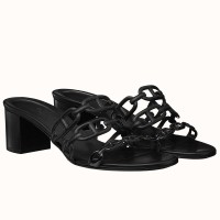 Hermes Tandem Sandals In Black Lambskin Hermes Tandem Sandals In Black Lambskin
