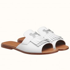 Hermes Auteuil Sandals In White Calfskin Hermes Auteuil Sandals In White Calfskin