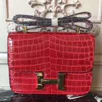 Hermes Red Constance MM 24cm Crocodile Bag Hermes Red Constance MM 24cm Crocodile Bag
