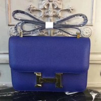 Hermes Blue Electric Constance MM 24cm Epsom Leather Bag Hermes Blue Electric Constance MM 24cm Epsom Leather Bag