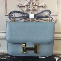 Hermes Blue Lin Constance MM 24cm Epsom Leather Bag Hermes Blue Lin Constance MM 24cm Epsom Leather Bag