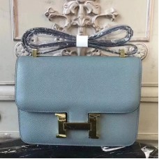Hermes Blue Lin Constance MM 24cm Epsom Leather Bag Hermes Blue Lin Constance MM 24cm Epsom Leather Bag