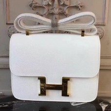 Hermes White Constance MM 24cm Epsom Leather Bag Hermes White Constance MM 24cm Epsom Leather Bag