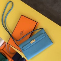 Hermes Kelly Classique To Go Wallet In Blue Du Nord Epsom Calfskin Hermes Kelly Classique To Go Wallet In Blue Du Nord Epsom Calfskin