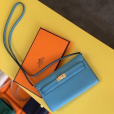 Hermes Kelly Classique To Go Wallet In Blue Du Nord Epsom Calfskin Hermes Kelly Classique To Go Wallet In Blue Du Nord Epsom Calfskin