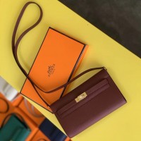 Hermes Kelly Classique To Go Wallet In Bordeaux Epsom Calfskin Hermes Kelly Classique To Go Wallet In Bordeaux Epsom Calfskin
