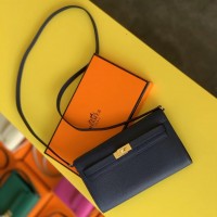 Hermes Kelly Classique To Go Wallet In Dark Blue Epsom Calfskin Hermes Kelly Classique To Go Wallet In Dark Blue Epsom Calfskin