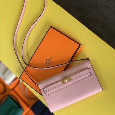 Hermes Kelly Classique To Go Wallet In Pink Epsom Calfskin Hermes Kelly Classique To Go Wallet In Pink Epsom Calfskin